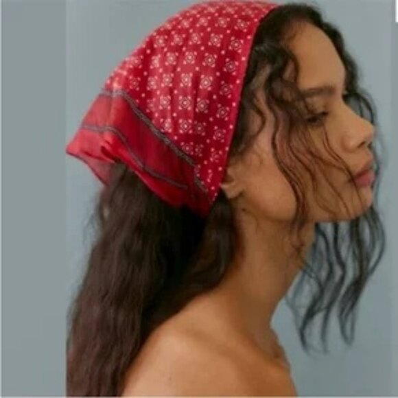 Free People Accessories - Free People Bridgette Bandana or Neck Kerchief Scarf Orange Print NWOT